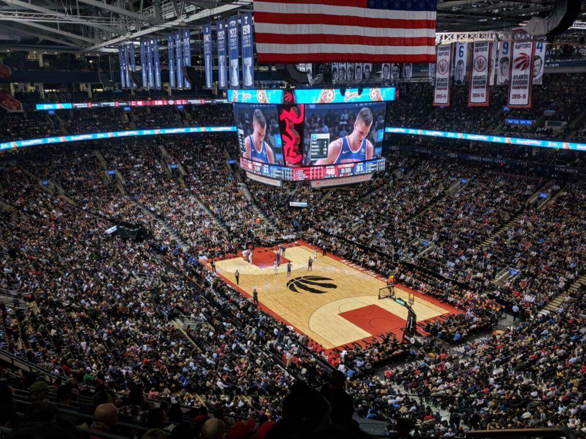 Inside a basketball arena during game-day lobbying